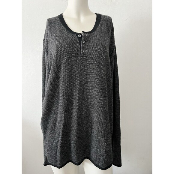 Vince Charcoal Gray Black Wool Cashmere Knit Henley Button Up Sweater X-Large - Picture 1 of 6